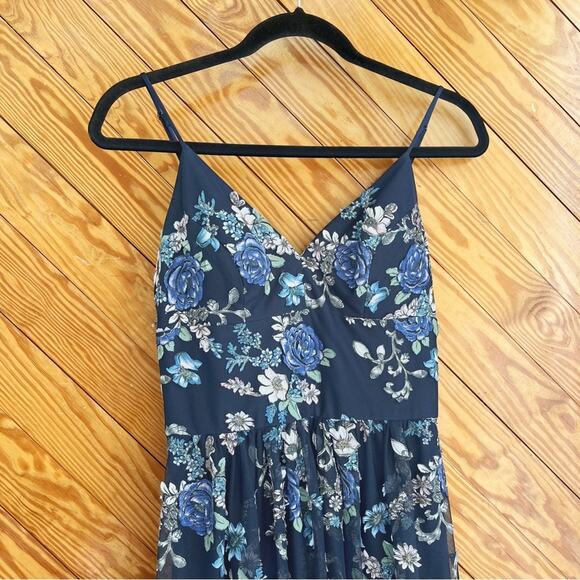 Nicole Miller New York Floral Appliqué Embroidered Maxi Dress Gown - Picture 4 of 7